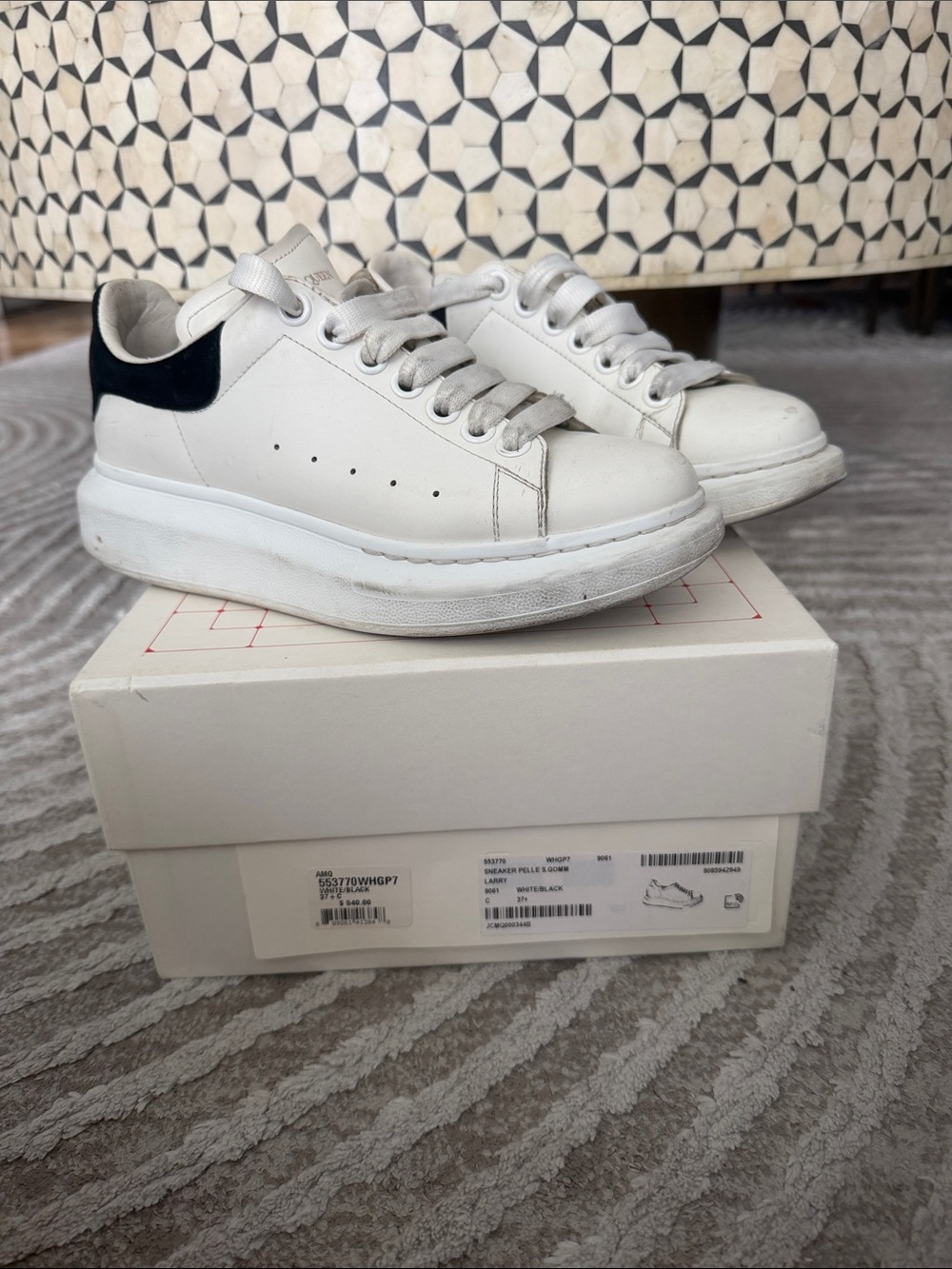 Alexander McQueen White Leather Low-Top Sneakers